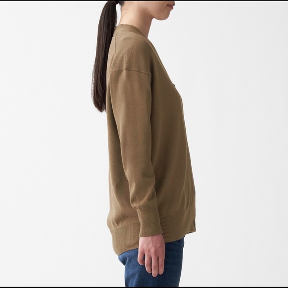 MUJI - Women’s Cotton Rayon Wide Cardigan - Brown - Picture 5 of 11